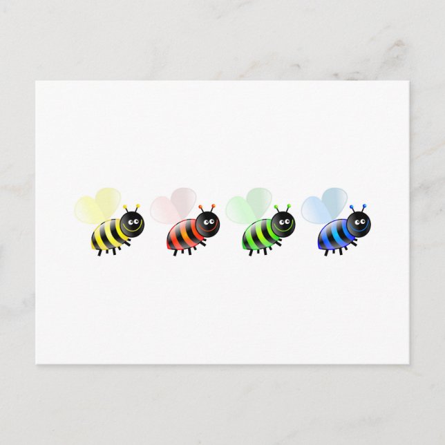 Carte Postale Abeilles colorées (Devant)