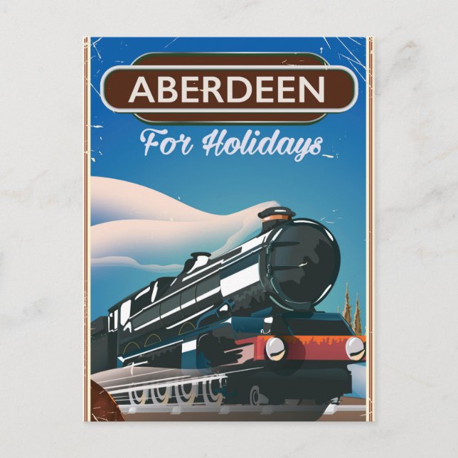 Carte Postale Aberdeen Scotland vintage train poster Voyage (Devant)