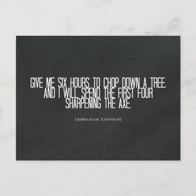 Carte Postale Abraham Lincoln cite "abattre un arbre" (Devant)