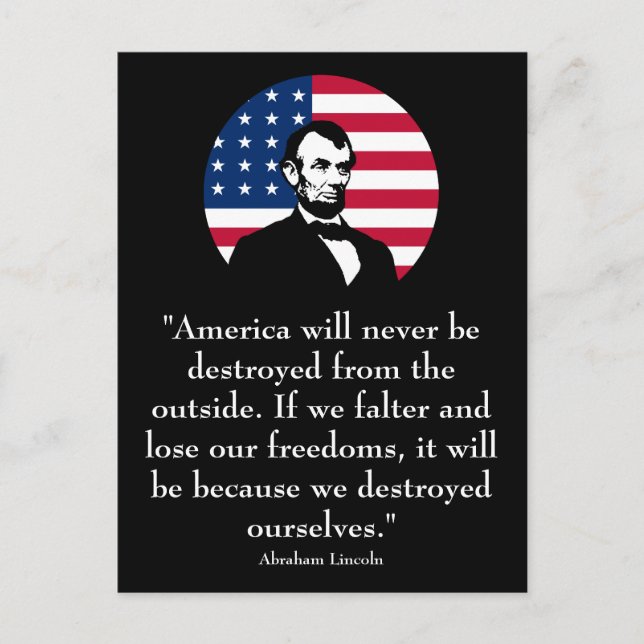 Carte Postale Abraham Lincoln et le drapeau américain (Devant)