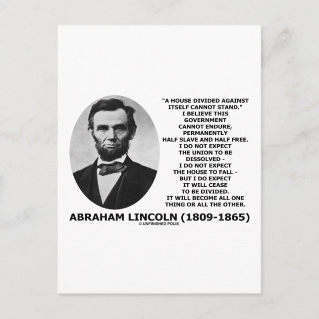 Carte Postale Abraham Lincoln House Divié Ne Peut Pas Tenir Cita (Devant)