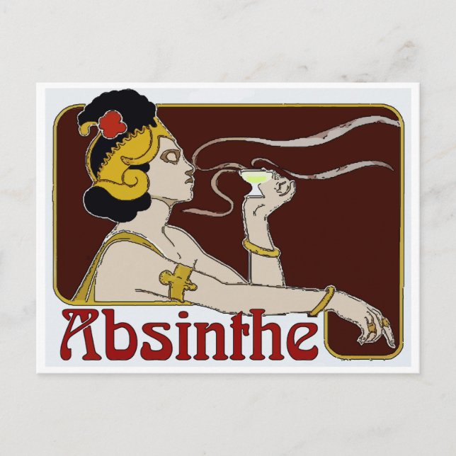 Carte Postale Absinthe, Femme Sirotant (Devant)