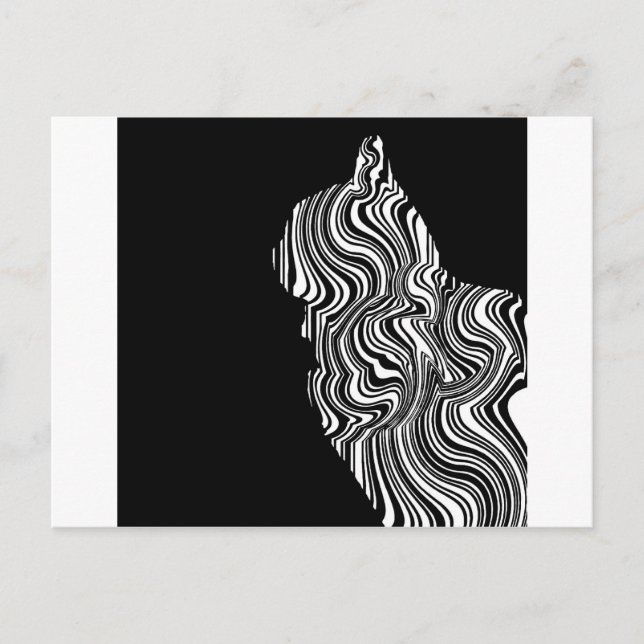 Carte Postale Abstract Black and White Cat Swirl Monochroom (Devant)