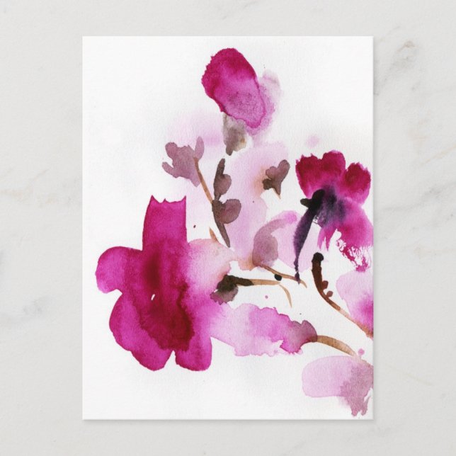 Carte Postale Abstract floral watercolor paintings (Devant)