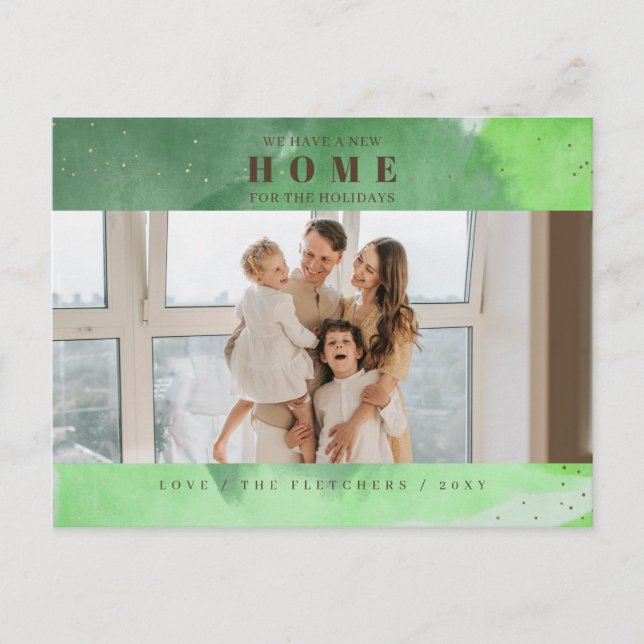 Carte Postale Abstrait Green Nouvelle maison pour les vacances P (Devant)