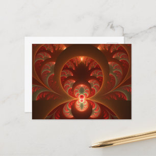 Carte Postale Abstrait lumineux rouge orange moderne Fractal