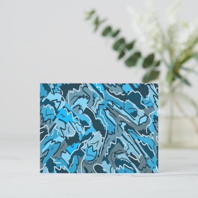 Carte Postale Abstrait marbré bleu Icy (Debout devant)