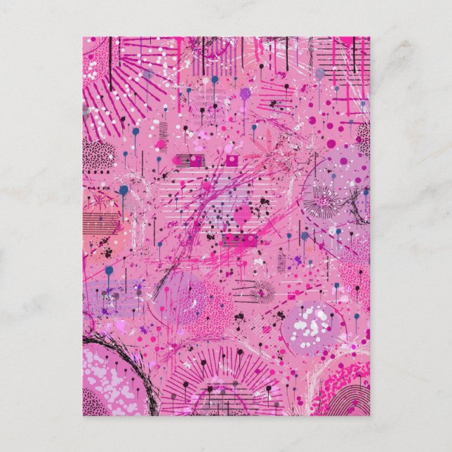 Carte Postale Abstrait Maximaliste Rose : Sundae Framboise (Devant)