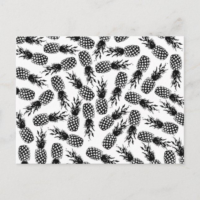 Carte Postale Abstrait moderne noir blanc ananas motif (Devant)