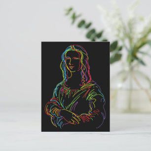Carte Postale Abstrait Néon Mona Lisa Ligne d'art