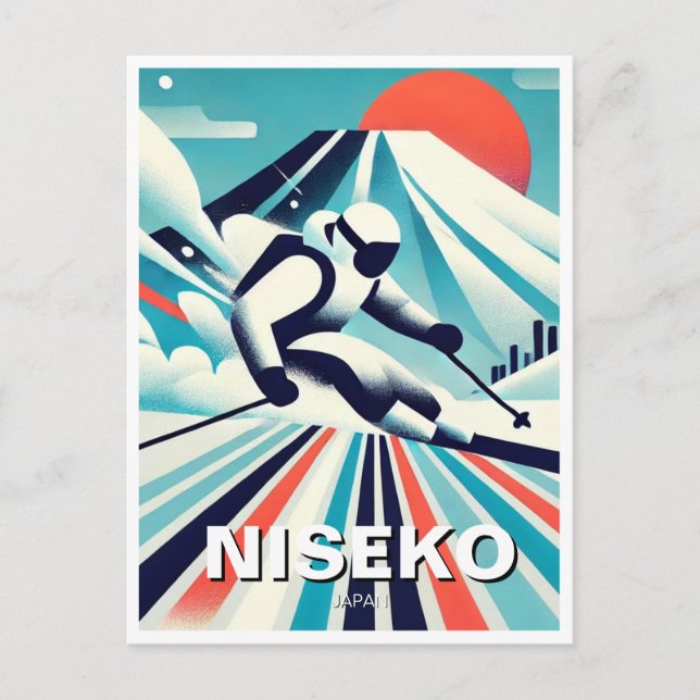 Carte Postale Abstrait Niseko Japon Hokkaido Skier (Devant)