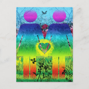 Carte postale, Abstrait Rainbow Grunge Heart Love