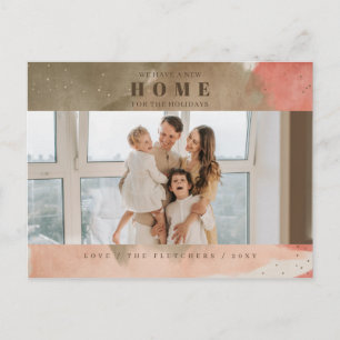 Carte Postale Abstrait rose Nouvelle maison pour les vacances Ph