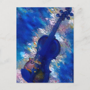 Carte Postale Abstrait Violon bleu Art numérique AI