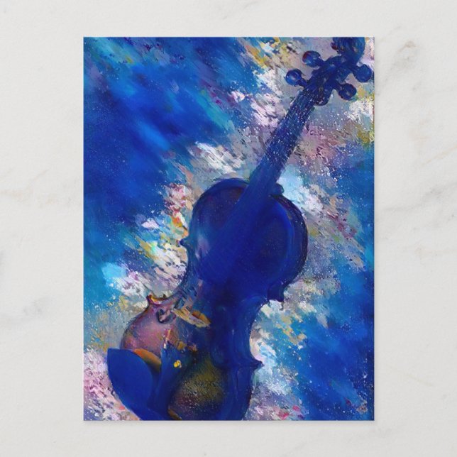 Carte Postale Abstrait Violon bleu Art numérique AI (Devant)