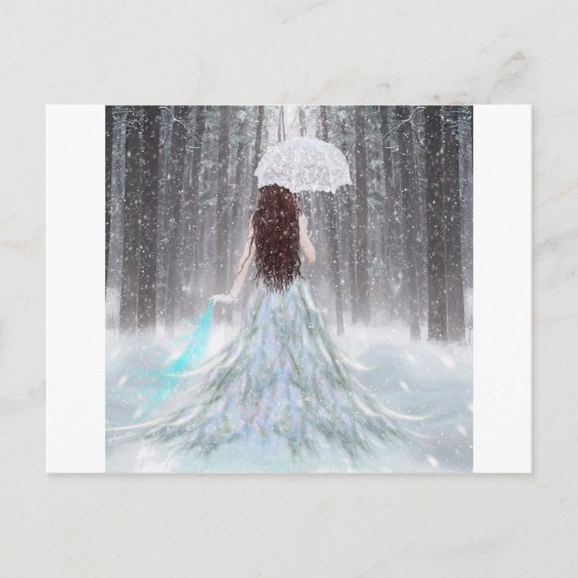 Carte Postale Abstraite Angel hiver Neige Princesse (Devant)
