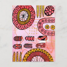 Carte postale abstraite corail orange