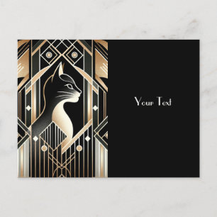 Carte postale abstraite de chat noir décoratif