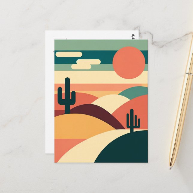 Carte postale Abstraite Desert Dusk (Devant/Arrière en situation)