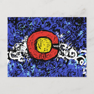 Carte postale abstraite du drapeau du Colorado