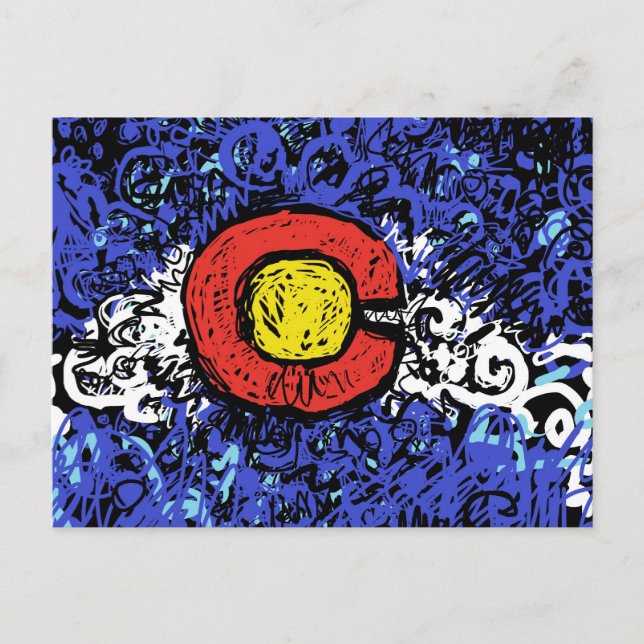Carte postale abstraite du drapeau du Colorado (Devant)