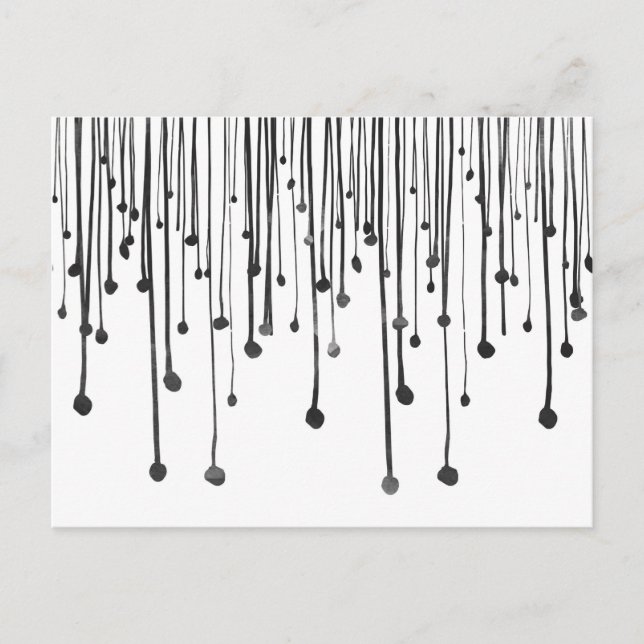 Carte Postale Abstraite main dessinée noir blanc gouttes d'eau (Devant)
