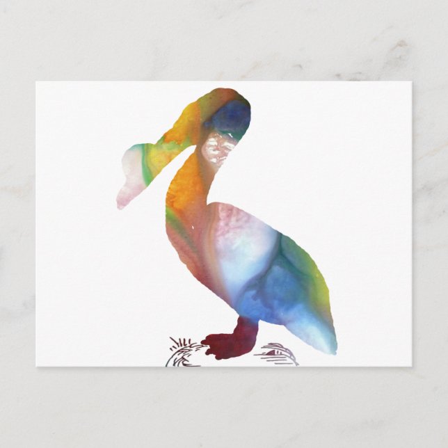 Carte Postale Abstraite silhouette pélicane. (Devant)