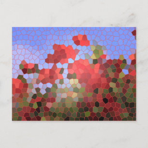 Carte Postale Abstraits Red Poppies Ciel Bleu Vitrail Mosaïque