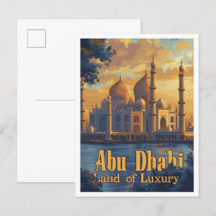 Carte Postale Abu Dhabi EAU Illustration de voyage d'art Vintage