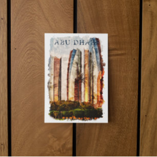 Carte Postale Abu Dhabi UAE Aquarelle Skyline
