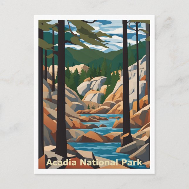 Carte Postale Acadia Maine Design graphique Abstrait (Devant)