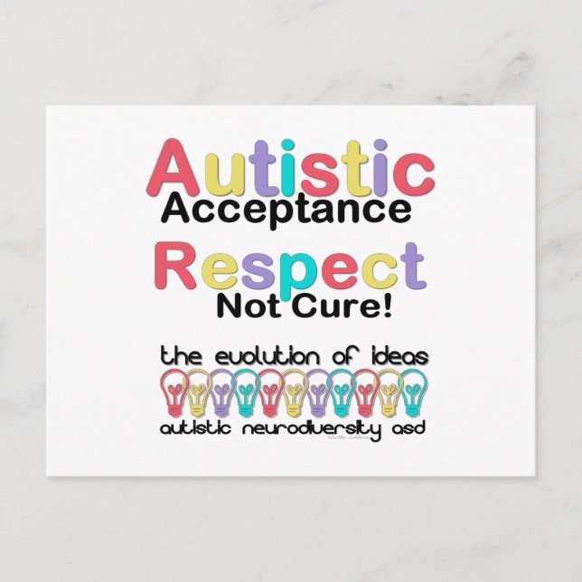 Carte Postale Acceptation autistique Respect non guéri (Devant)