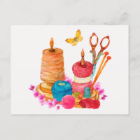 Accessoires de couture et de Tricot aquarelle