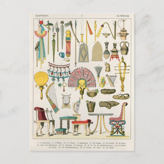 Carte Postale Accessoires égyptiens, de 'Trachten der Voelker' (Devant)