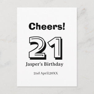 Carte Postale Acclamations 21 anniversaire nom lettre gras cadea