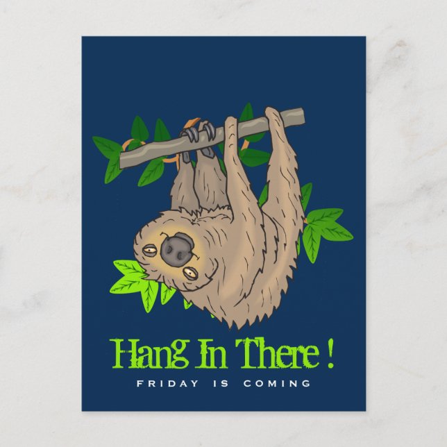 Carte Postale Accroche-toi là Sloth sur une branche d'arbre (Devant)