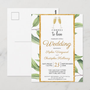 Carte Postale Accueil Amour Champagne Mariage botanique Inviter