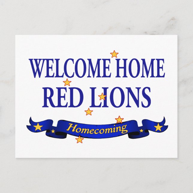 Carte Postale Accueil Bienvenue Lions rouges (Devant)