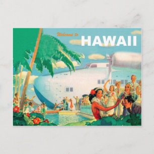 Carte Postale Accueil chaleureux d'Hawaï, voyage aérien vintage
