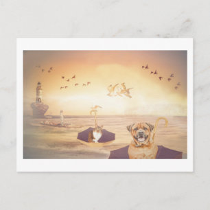 Carte Postale Accueil du phare Gardiens Animaux imaginaire