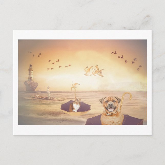 Carte Postale Accueil du phare Gardiens Animaux imaginaire (Devant)