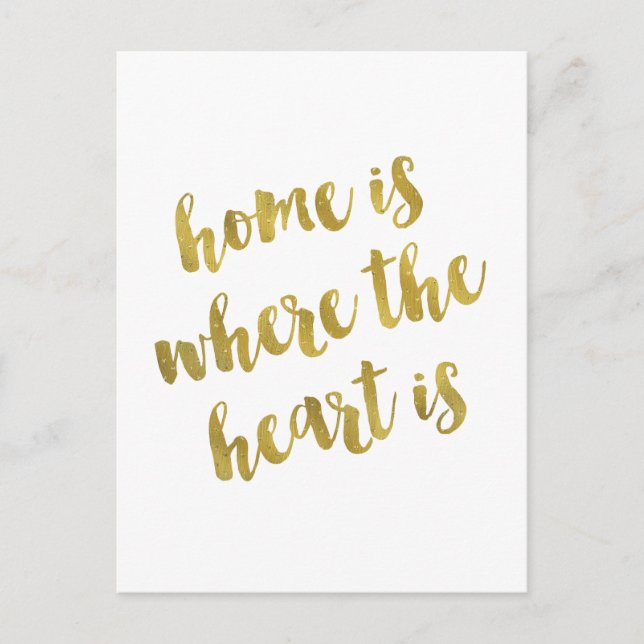 Carte Postale Accueil Est Où Le Coeur Est Cité Faux Gold Foil (Devant)