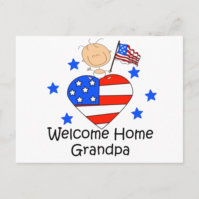 Carte Postale Accueil Grand-père Stick Figure Baby (Devant)