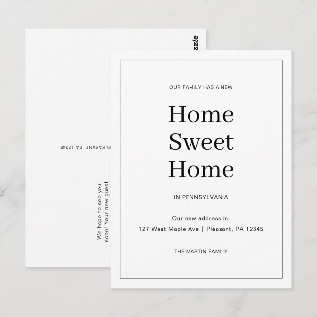 Carte Postale Accueil Sweet Home Nouvelle adresse Moving Faire-p (Devant / Derrière)