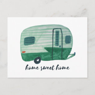 Carte Postale ACCUEIL SWEET HOME Watercolor Camper Trailer