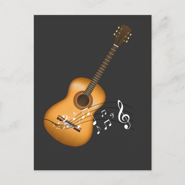 Carte Postale Acoustique Guitare Player Notes musicales Art Musi (Devant)