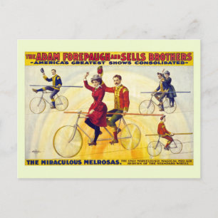 Carte Postale acrobates bicyle restaurés Forepaugh Sells