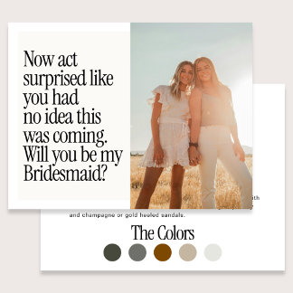 Carte Postale Act Surprised Funny Retro Photo Be My Bridesmaid P