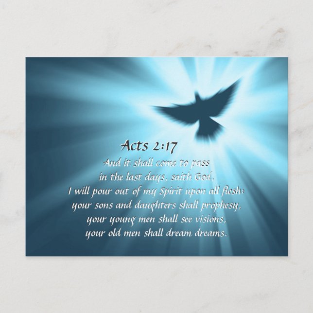 Carte Postale Actes 2:17 Je répandrai Mon Esprit, Bible Verse (Devant)