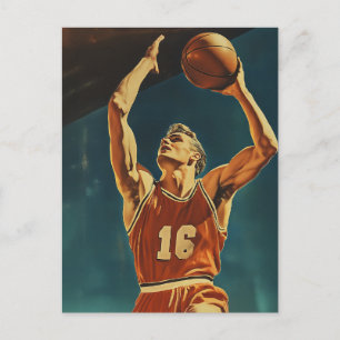 Carte Postale Action de basket vintage